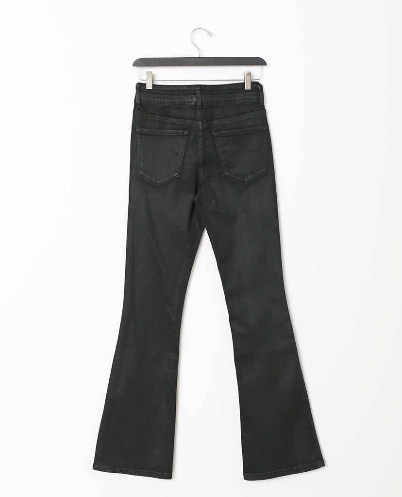 Showcase Coated Black Flare Jeans