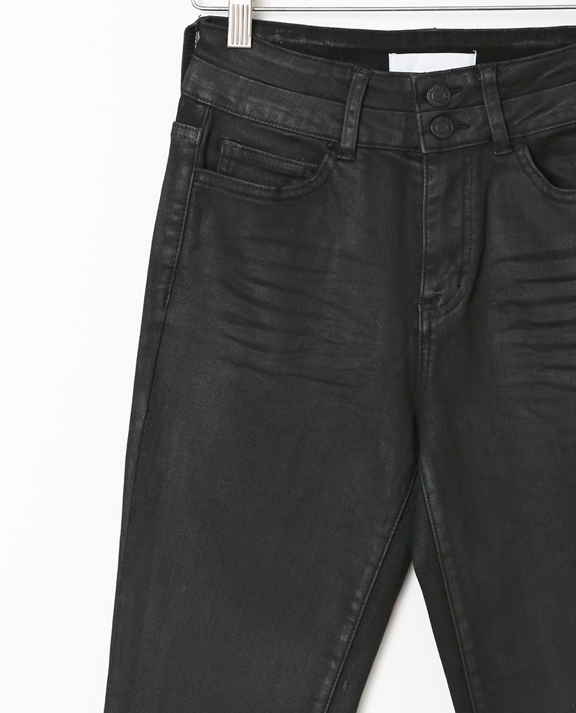 Showcase Coated Black Flare Jeans