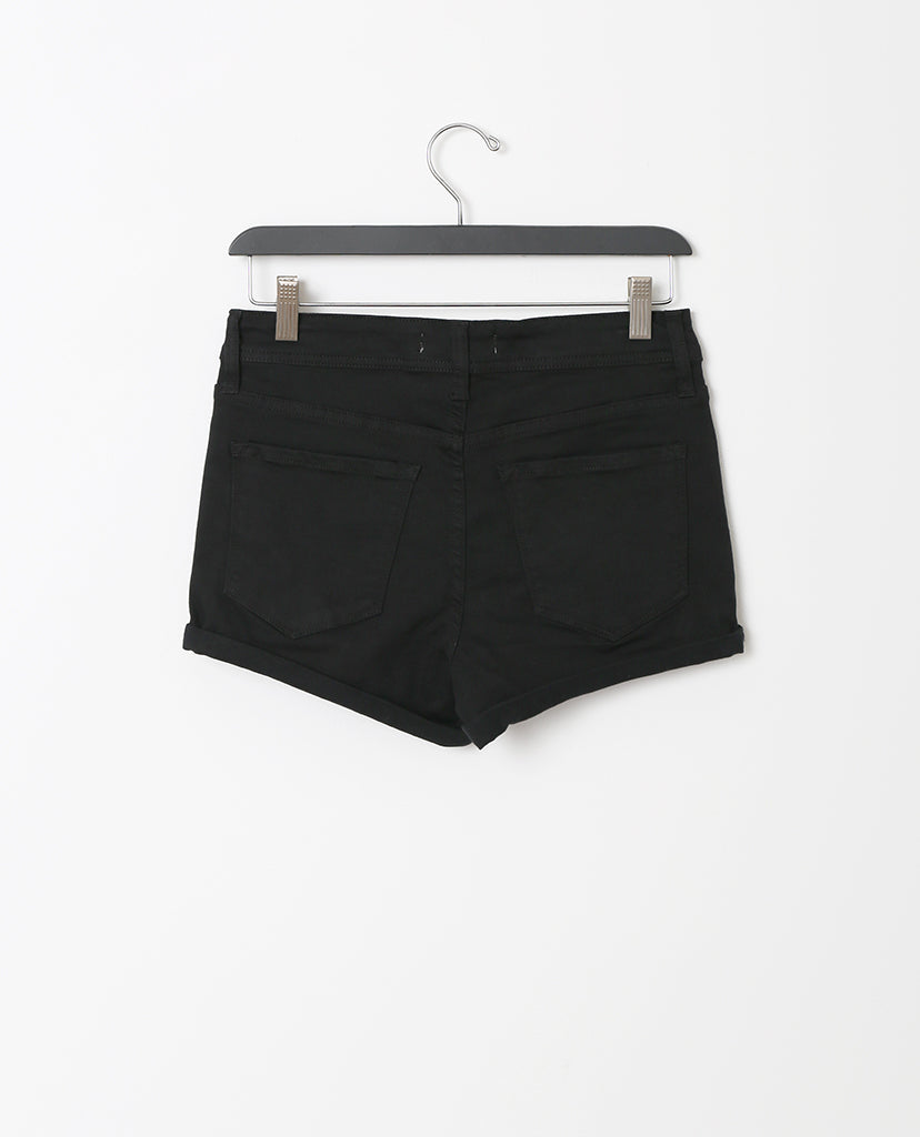 Greta Black Denim Rolled UP Shorts