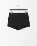 Greta Black Denim Rolled UP Shorts