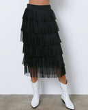 Go With The Flow Midi Skirt - Black Ruffle - Piin | ShopPiin.com