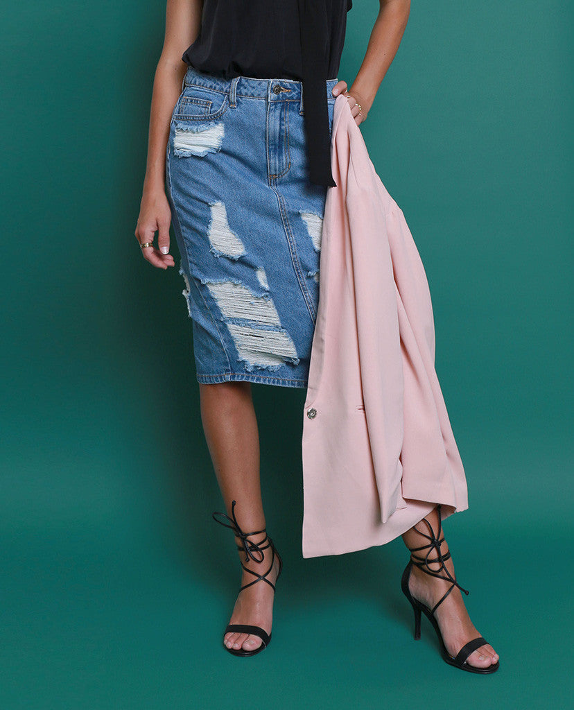 Blue Break Denim Skirt - Piin | www.ShopPiin.com