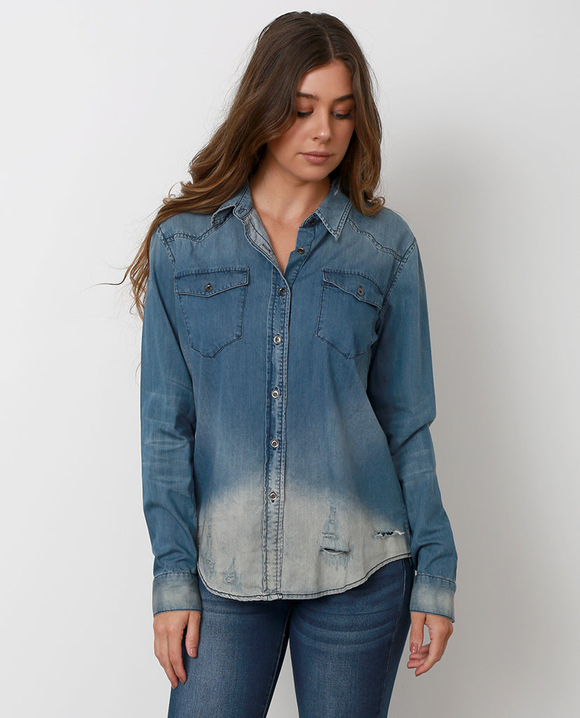 Right Time Denim Chambray Shirt - Blue - Piin | www.ShopPiin.com