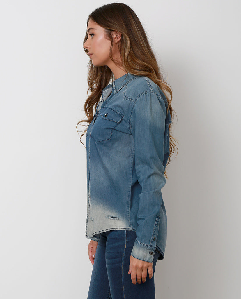 Right Time Denim Chambray Shirt - Blue - Piin | www.ShopPiin.com