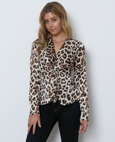 Carmen Leopard Print Blouse - Black/Brown - Piin | ShopPiin.com