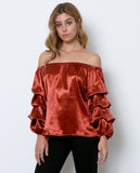 Hint Of Shimmer Off-The-Shoulder Top - Copper - Piin | ShopPiin.com