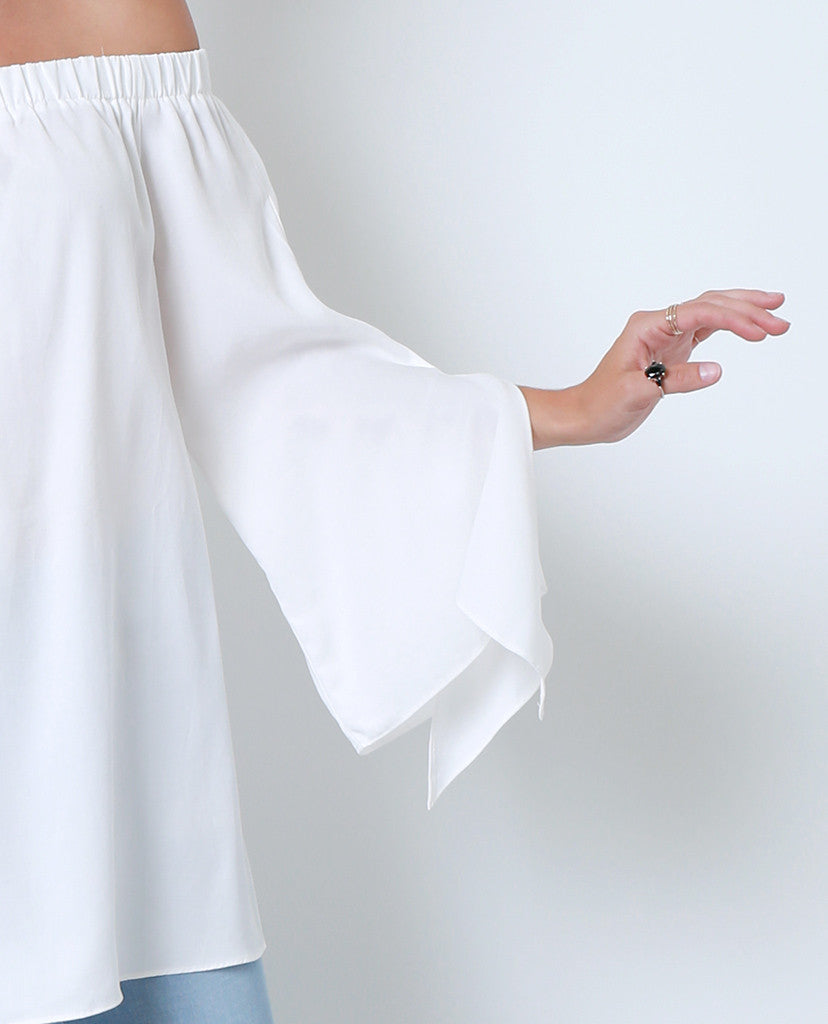 Have In Common Off-Shoulder Tunic Top - White - Piin | www.ShopPiin.com