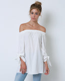 Have In Common Off-Shoulder Tunic Top - White - Piin | www.ShopPiin.com