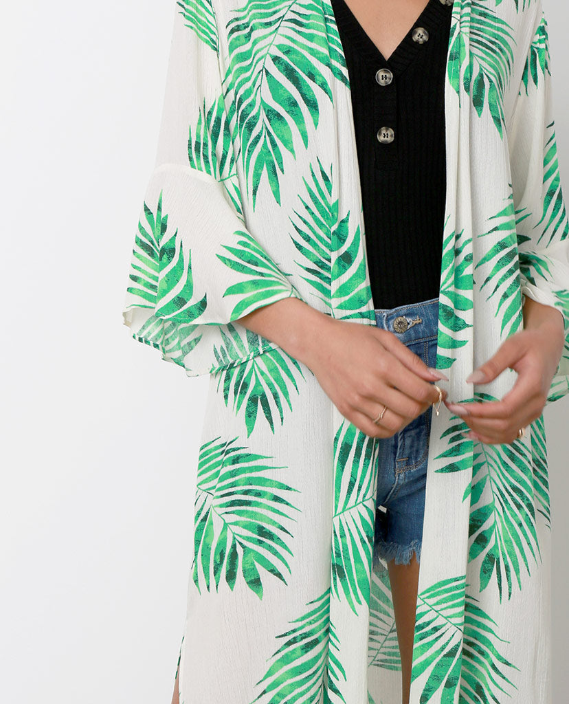 Lecce Kimono Cardigan - Ivory/Green - Piin | ShopPiin.com