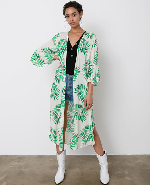 Lecce Kimono Cardigan - Ivory/Green - Piin | ShopPiin.com