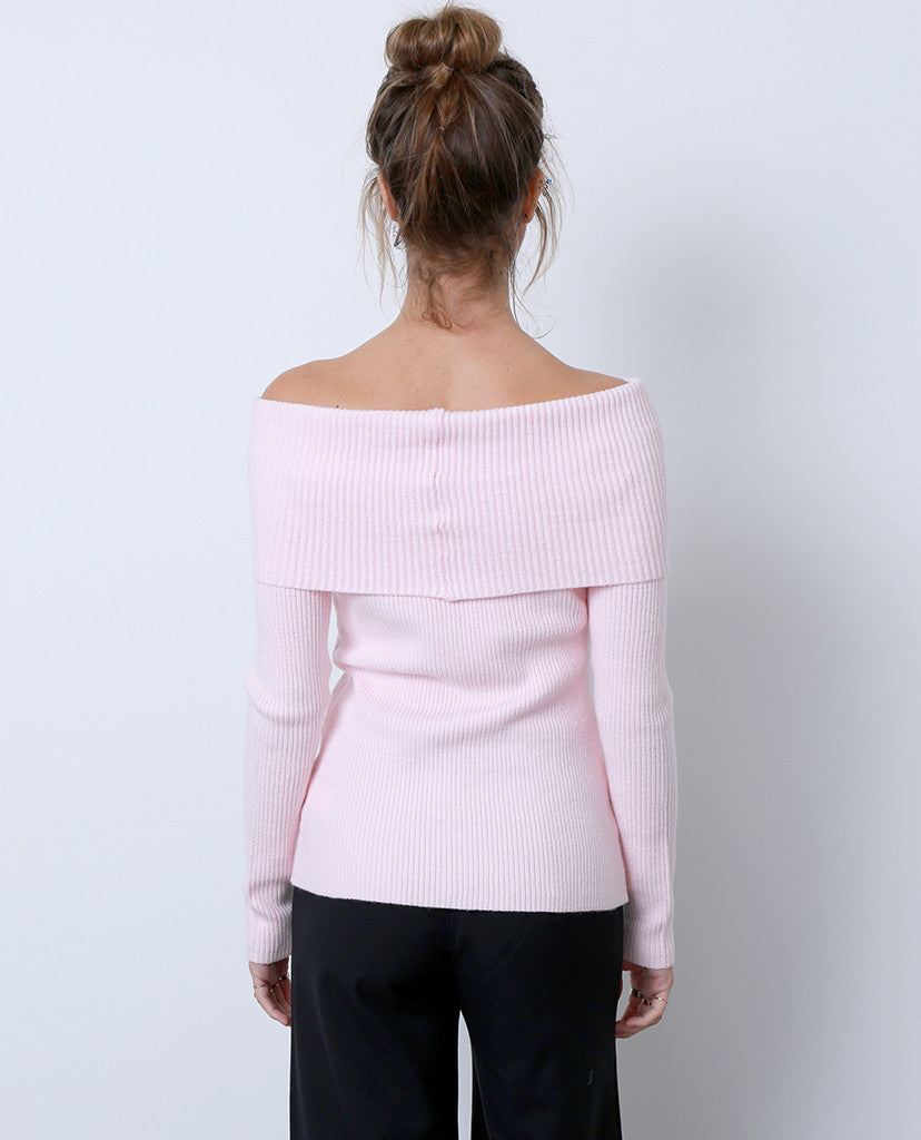 Regret Nothing Off-Shoulder Sweater Top - Pink - Piin | www.ShopPiin.com