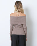 Regret Nothing Off-Shoulder Sweater Top - Brown - Piin | www.ShopPiin.com
