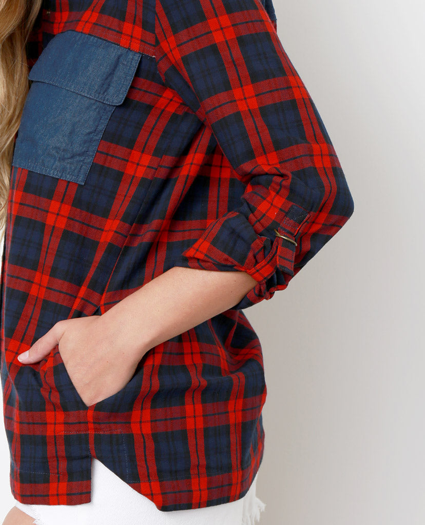 Sign Me Up Plaid Shirt - Red/Navy - Piin | www.ShopPiin.com