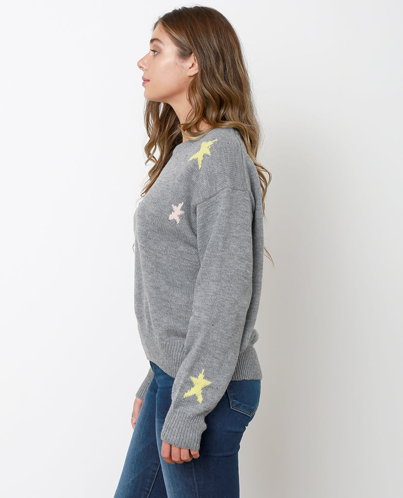 Lucky Star Sweater Top - Heather Gray - Piin | ShopPiin.com